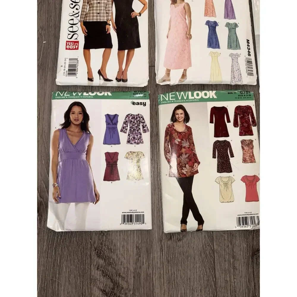 Lot of 12 Women’s Sewing Patterns Dresses Skirts Tunics Tops & Suits